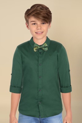 Allen Solly Boys Solid Party Green Shirt