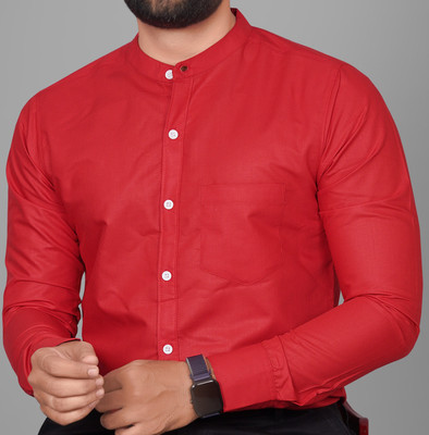 Voroxy Men Solid Formal Red Shirt