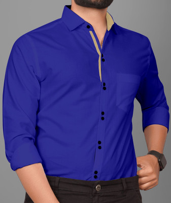 GLOBAL NOMAD Men Solid Casual Dark Blue Shirt