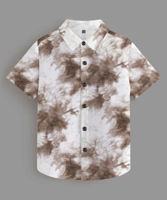 hanumant Boys Dyed/Ombre Casual Brown, White Shirt