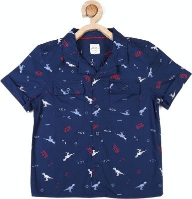 PETER ENGLAND Boys Printed Casual Dark Blue, White, Red Shirt