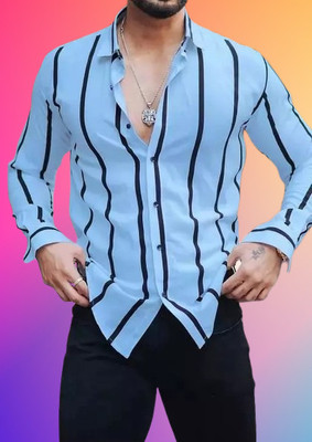 Divybhav Men Striped Casual Blue Shirt