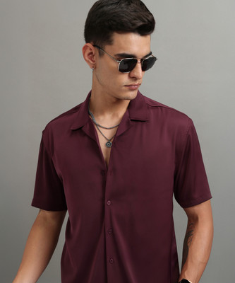 HIGHLANDER Men Solid Casual Maroon Shirt