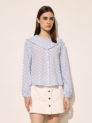 ONLY Women Floral Print Casual Blue Shirt