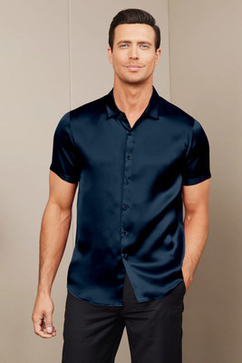 PRIMEFIELD Men Solid Casual Dark Blue Shirt