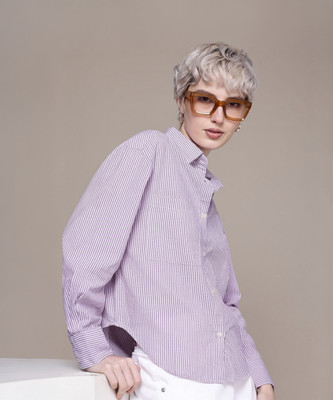 Roadster Women Striped Casual Purple Shirt
