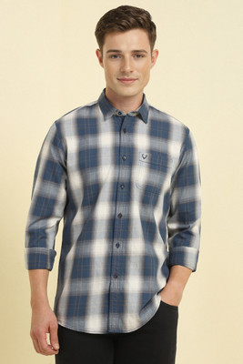 Allen Solly Men Checkered Casual Dark Blue Shirt