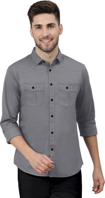 IKON FASHION Men Solid Casual Grey Shirt