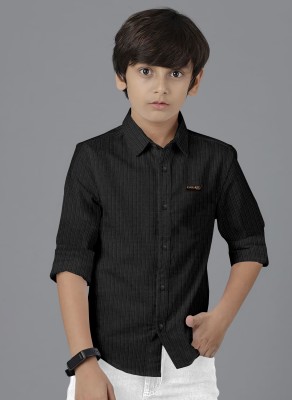 Ethnic Trendz Boys Self Design Casual Black Shirt