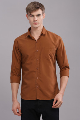 Uzmax Men Solid Casual Brown Shirt