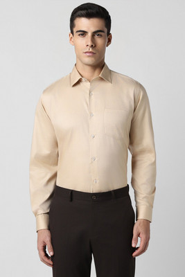 VAN HEUSEN Men Self Design Formal Beige Shirt