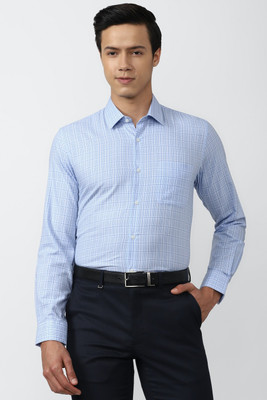 PETER ENGLAND Men Checkered Formal Blue, White Shirt