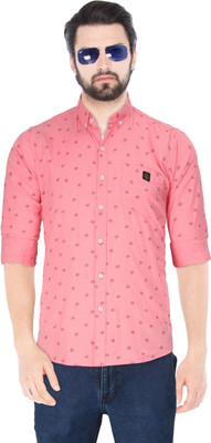 Indi Hemp Men Printed Casual Pink Shirt