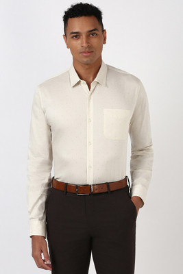 PETER ENGLAND Men Printed Formal Cream Shirt