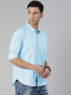 METRONAUT Men Solid Casual Light Blue Shirt