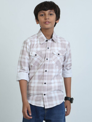 KILLER Boys Checkered Casual Pink Shirt