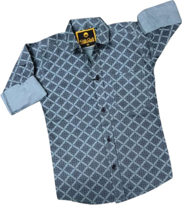 Jainam Club Boys Checkered Casual Blue Shirt