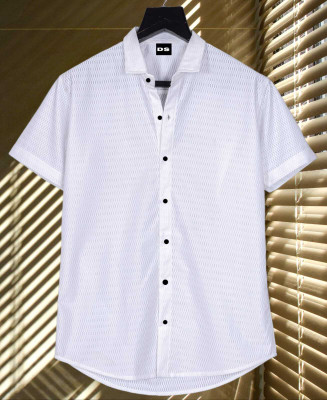 Pribha Fashion Men Self Design Casual White Shirt