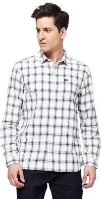 Wrangler Men Checkered Casual White Shirt