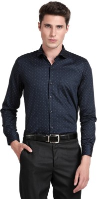 V-MART Men Printed Formal Dark Blue Shirt