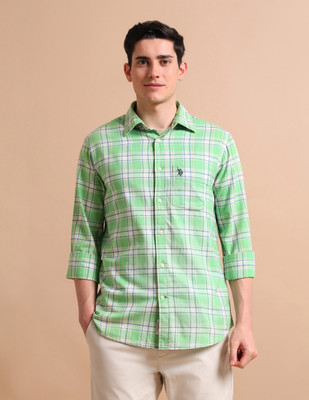 U.S. POLO ASSN. Men Color Block Casual White Shirt