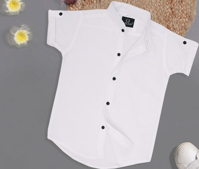 Zarila Boys Self Design Casual White Shirt