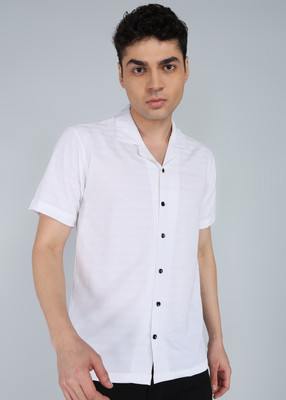 Paralians Men Solid Casual White Shirt