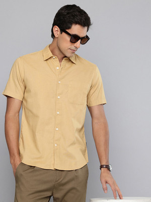 FLYING MACHINE Men Solid Casual Yellow Shirt