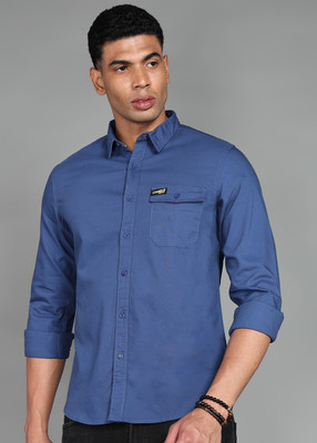 DUCATI Men Color Block Casual Dark Blue Shirt