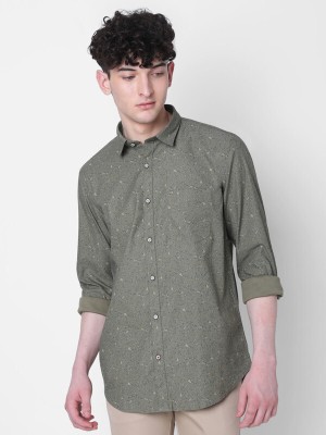 Mozzo Men Printed Casual Dark Green Shirt