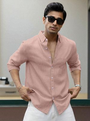 Yanthhi Men Solid Casual Beige Shirt