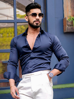 METRONAUT Men Printed Casual Blue Shirt
