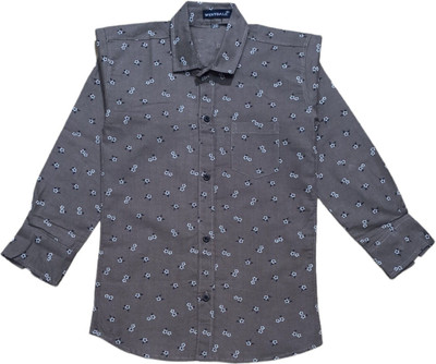 THE TINGGE Boys Printed Casual Grey Shirt