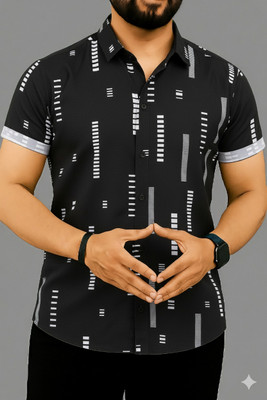 Solbiza Men Floral Print Casual Black Shirt