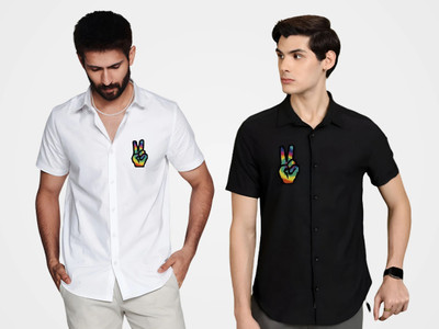 ASHIMA FAB TEX Men Solid Casual Multicolor Shirt(Pack of 2)