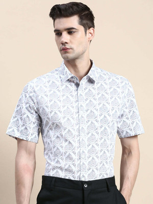 INVICTUS Men Printed Formal White Shirt