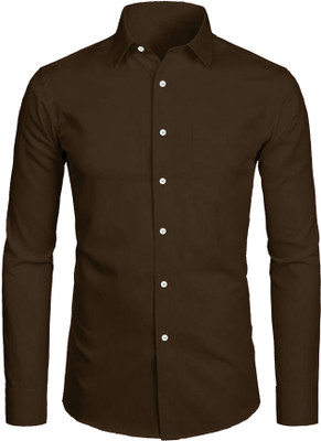 HEMAS LIFESTYLE Men Solid Casual Brown Shirt
