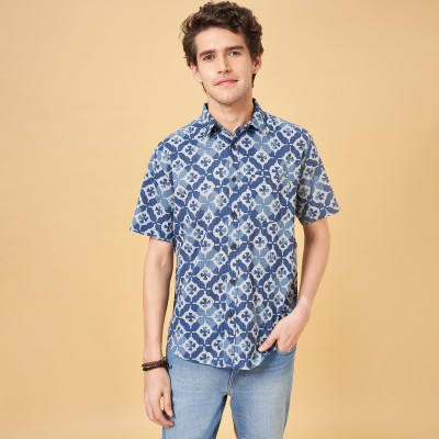 Indus Route by Pantaloons Men Printed Casual Blue, Light Blue, White Shirt
