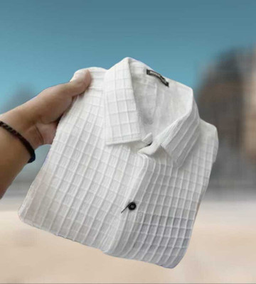 Manjubaa Enterprise Men Self Design Casual White Shirt