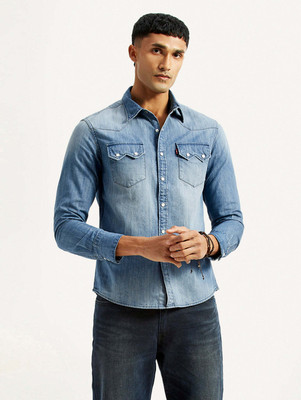 LEVI'S Men Solid Casual Light Blue Shirt