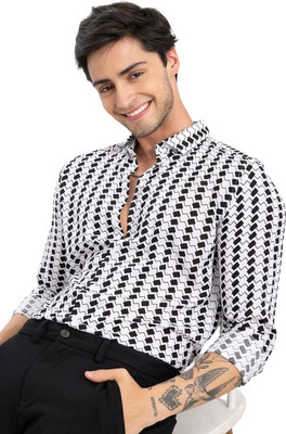 Marmic Fab Men Printed Casual Black, White Shirt