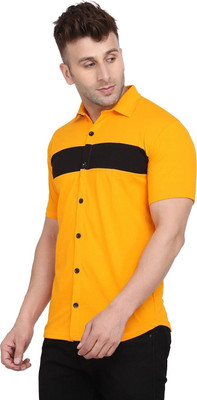 GEUM Men Solid Formal Yellow Shirt