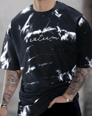 SEIZN Printed Men Round Neck Black T-Shirt