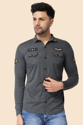 Blisstone Men Solid Casual Grey Shirt