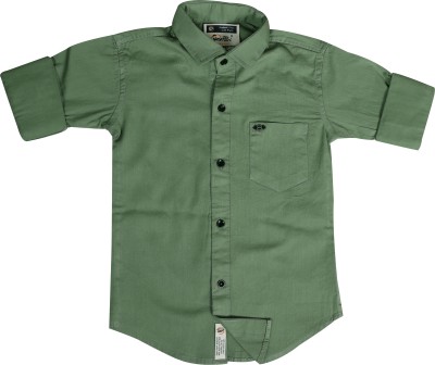 SKY PEARL Boys Solid Casual Green Shirt