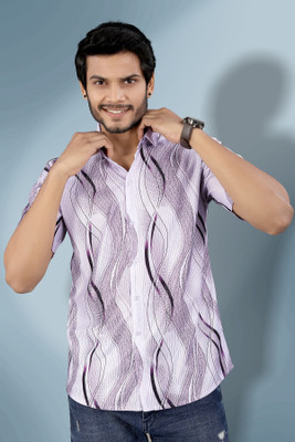 Marmic Fab Men Self Design Casual Purple Shirt