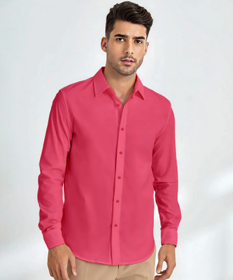 METRONAUT Men Solid Casual Pink Shirt
