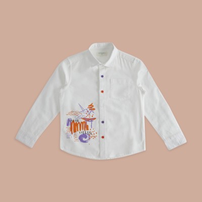 Pantaloons Junior Boys Solid Casual White Shirt