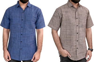 AuzaSho Collection Men Self Design Casual Multicolor Shirt(Pack of 2)