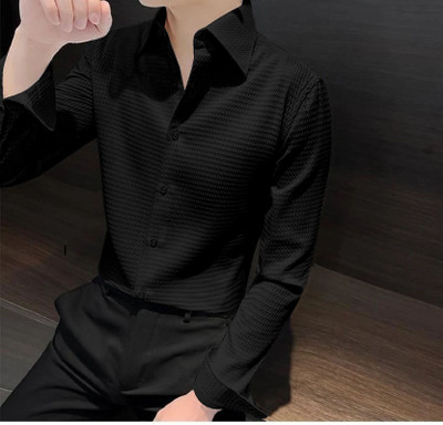 KRISHNA FASHIION TREND Men Self Design Casual Black Shirt